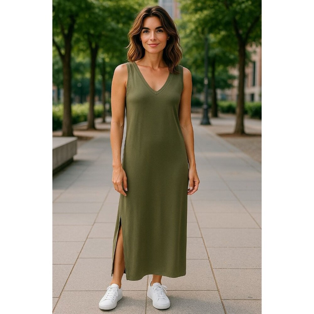 OPEN EDIT Women Long Green Bodycon Dress SMALL